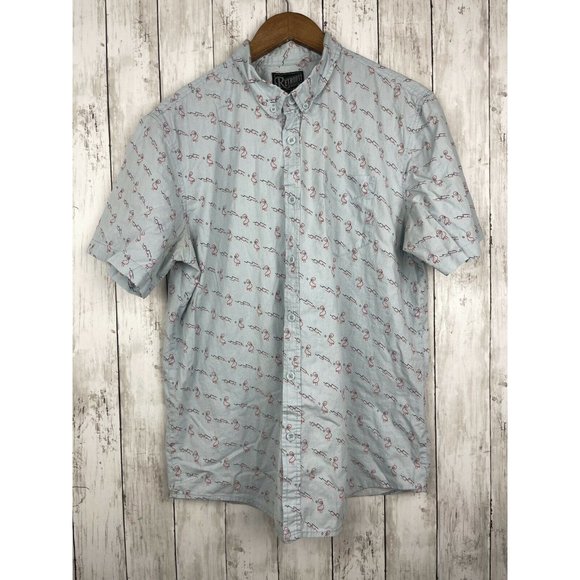 Retrofit Brand MFG Flamingo Tropical Mens Button Down Shirt Size  L Large - Picture 1 of 6